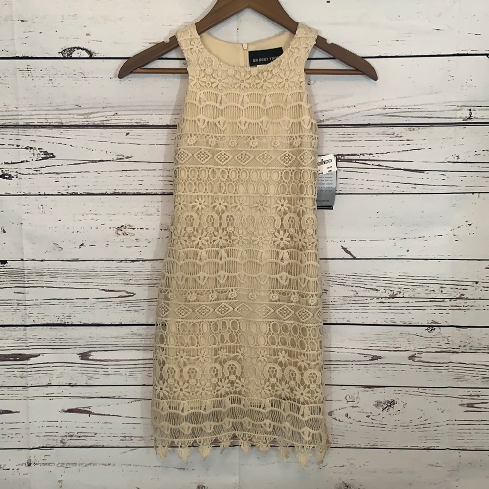 NWT Un Deux Trois Girls Ivory Lace Dress Size 8
